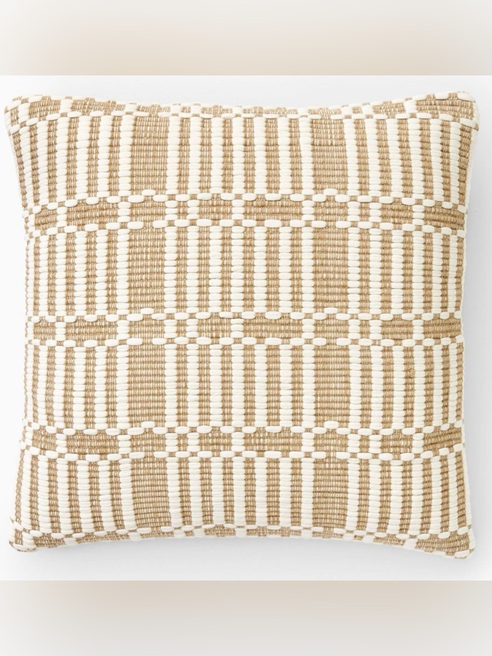 West Elm Woven Stripe Accent Pillow in Beige and White